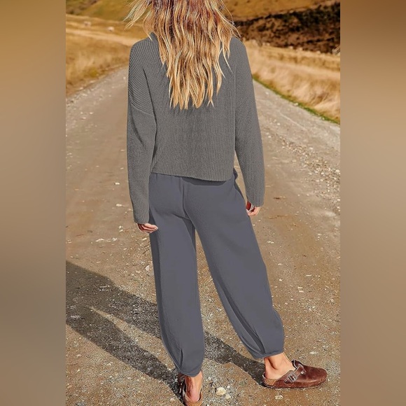 Anrabess Women’s 2 Piece Outfit Knit Sweater Top & Loose Pants SZ L - Picture 2 of 5